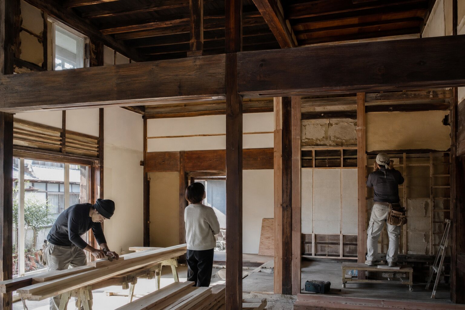 既存の木造住宅を活かして改修する様子のイメージ